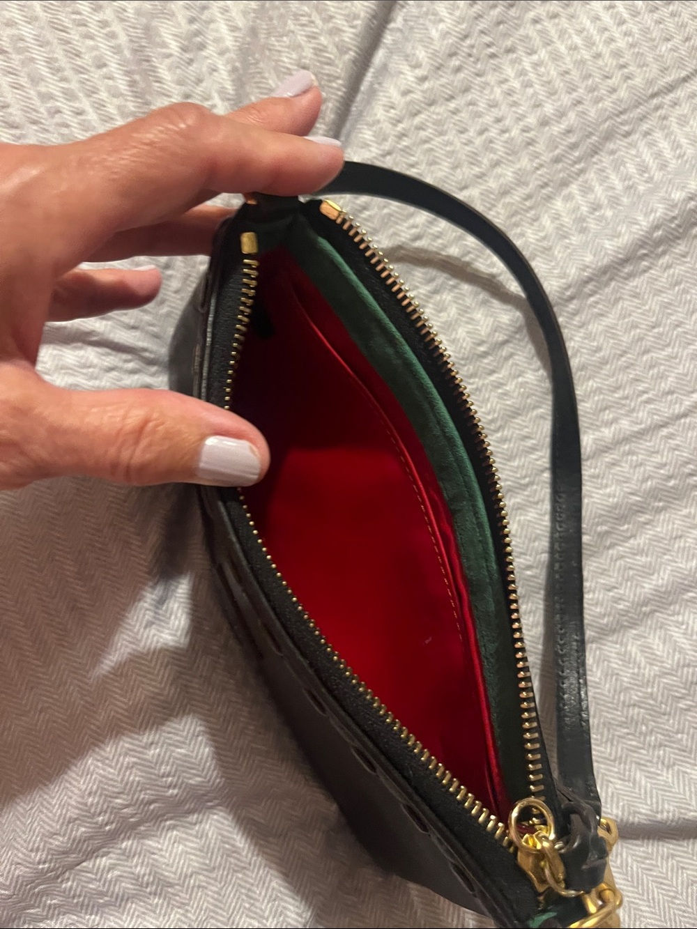 Dooney & Bourke Black Leather Wristlet with Stud Trim - Picture 2 of 2